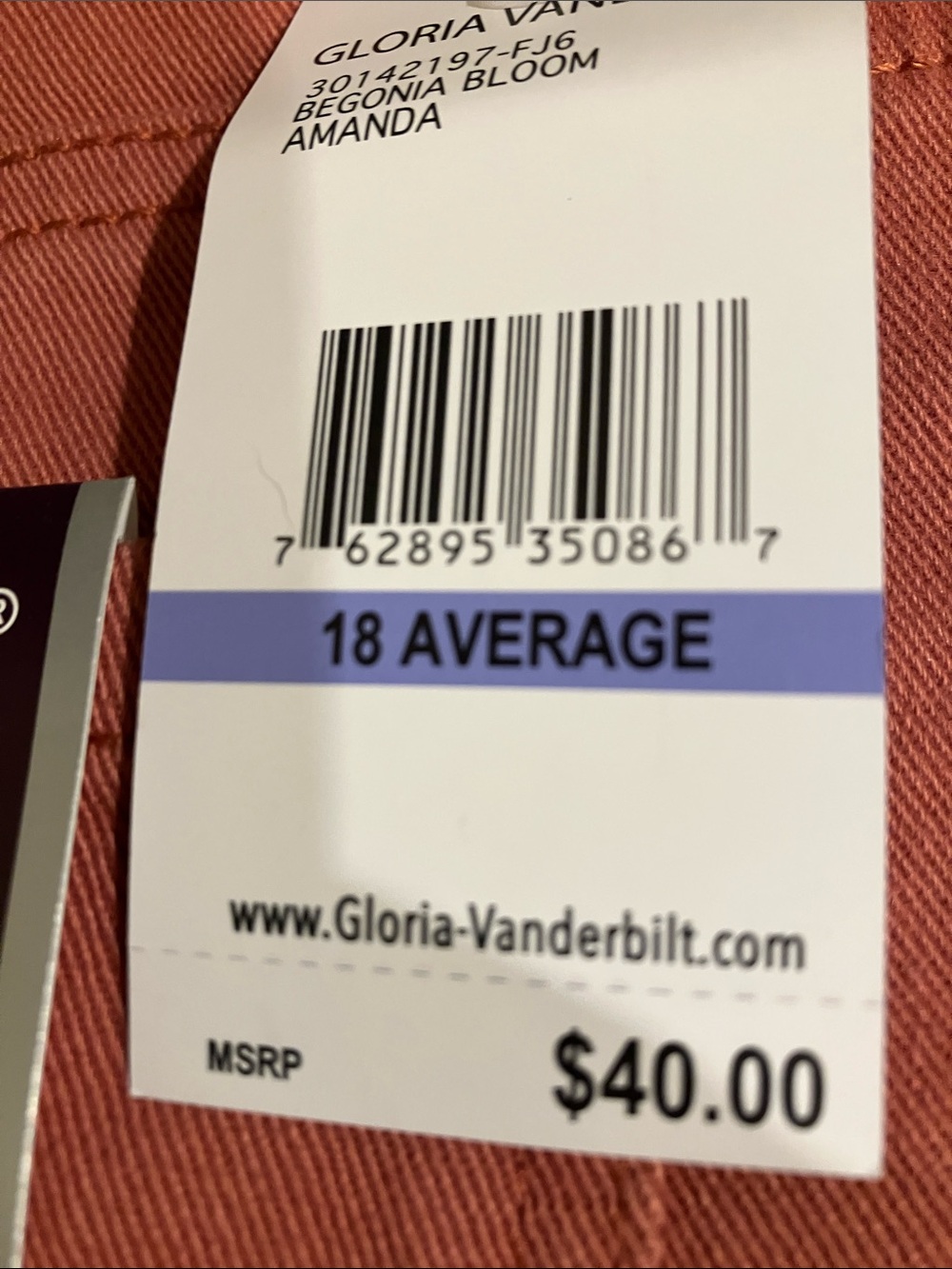 Gloria Vanderbilt Classic Amanda Women's Jeans-Begonia Bloom-NWT size 18 Average - Picture 4 of 5